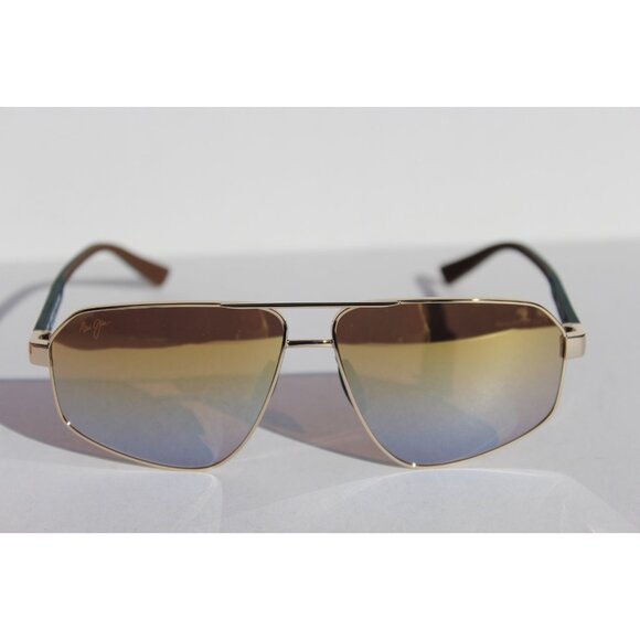 MAUI JIM Keawawa POLARIZED Sunglasses DGS620-16 Gold/Green Multicolor Mirror NEW - Picture 4 of 14